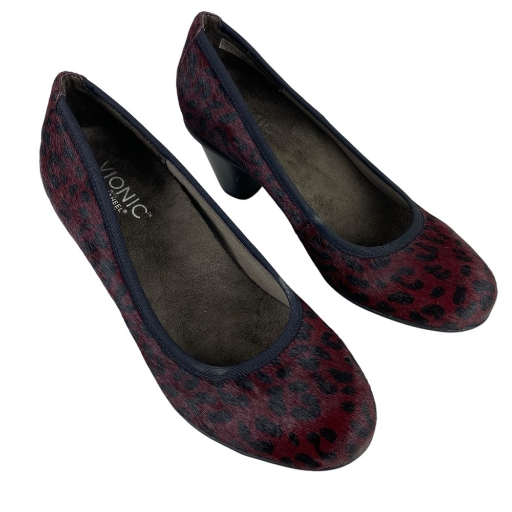 Vionic Mabrey Orthaheel Technology Slip on Pumps Heels Size 7 Calf Hair Burgundy - Picture 5 of 13